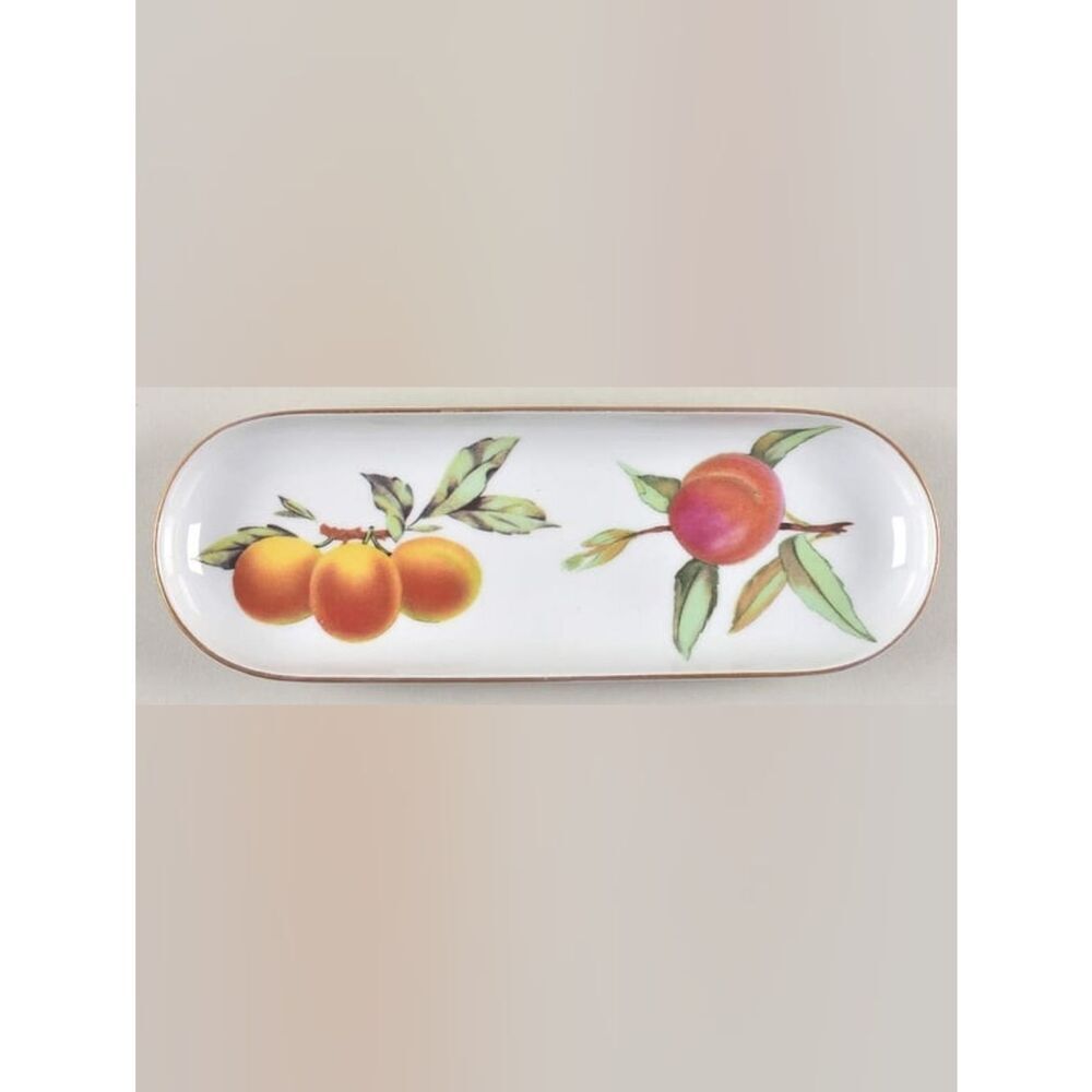 Vintage Royal Worcester Evesham Gold Fine Porcelain Mint Tray Apricot Design